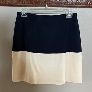 Regina Rubens made in FRANCE wool Black Cream mini Skirt color block / lined 38